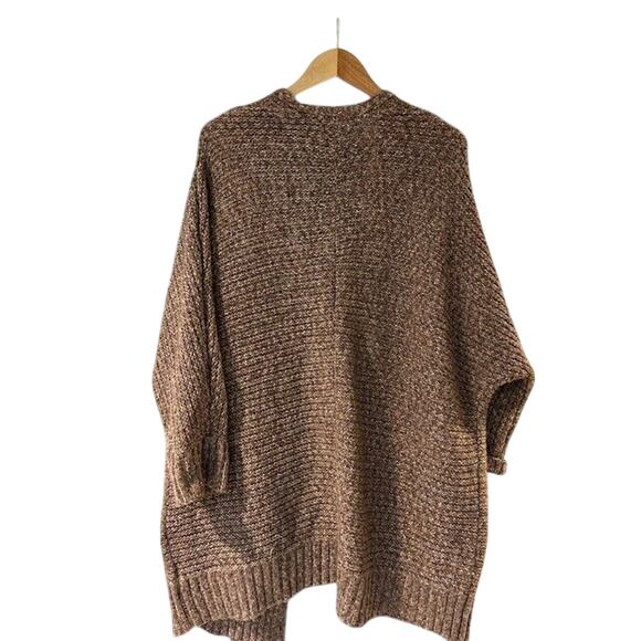 AMERICAN EAGLE Women's Open Cardigan Sweater Medium Long Chunky Brown Grandpa - Picture 3 of 12